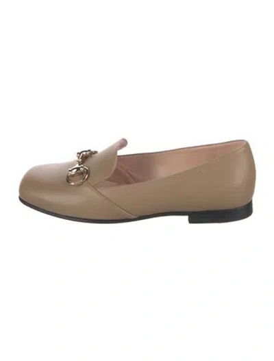 Pre-owned Gucci Horsebit Accent Leather Loafers In Neutrals