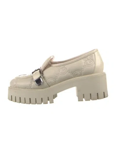 Pre-owned Gucci Horsebit Accent Leather Loafers In Neutrals