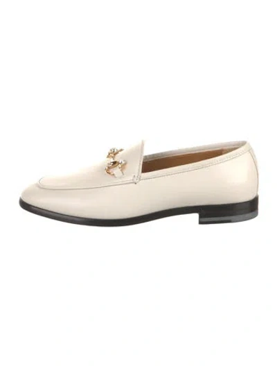 Pre-owned Gucci Horsebit Accent Leather Loafers In Neutrals