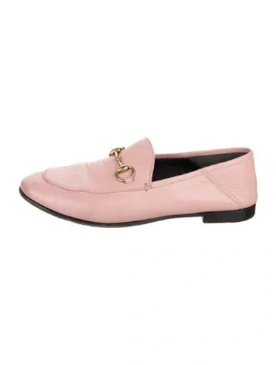 Pre-owned Gucci Horsebit Accent Leather Loafers In Neutrals/pink