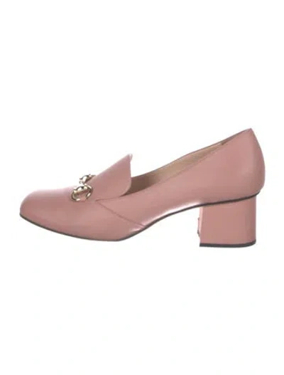 Pre-owned Gucci Horsebit Accent Leather Loafers In Pink