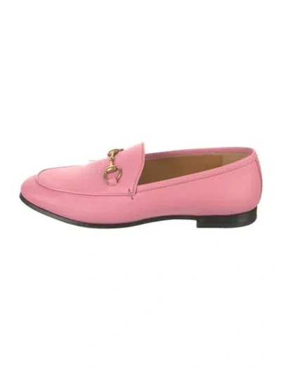 Pre-owned Gucci Horsebit Accent Leather Loafers In Pink