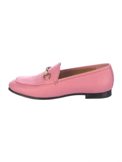 Pre-owned Gucci Horsebit Accent Leather Loafers In Pink
