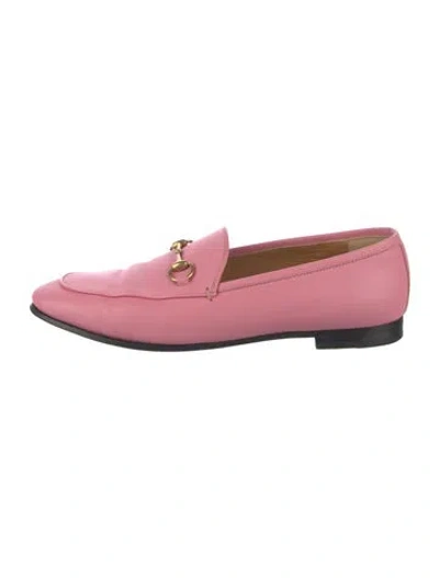 Pre-owned Gucci Horsebit Accent Leather Loafers In Pink