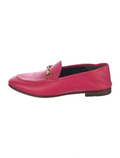 Pre-owned Gucci Horsebit Accent Leather Loafers In Pink