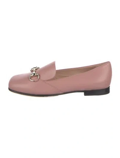 Pre-owned Gucci Horsebit Accent Leather Loafers In Pink
