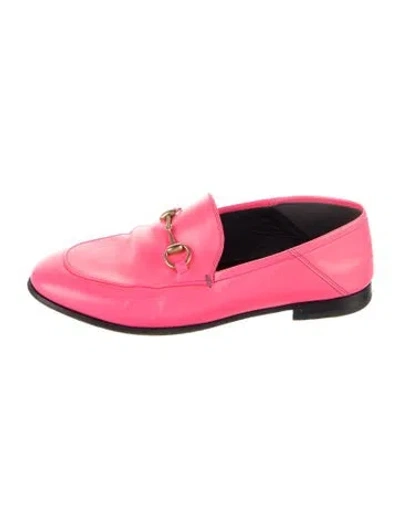 Pre-owned Gucci Horsebit Accent Leather Loafers In Pink