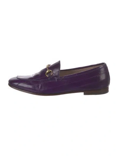 Pre-owned Gucci Horsebit Accent Leather Loafers In Purple