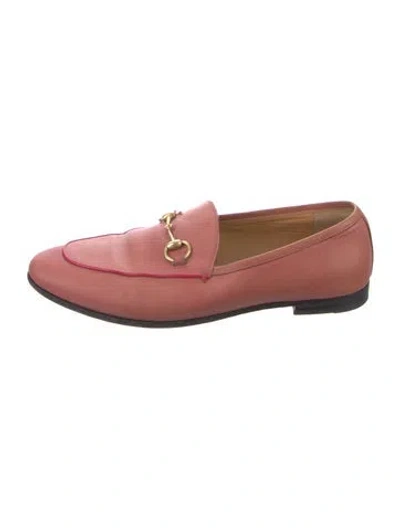 Pre-owned Gucci Horsebit Accent Leather Loafers In Red