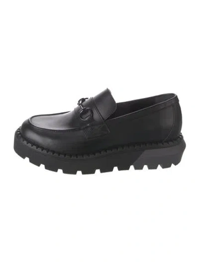 Pre-owned Gucci Horsebit Accent Leather Loafers W/ Tags In Black