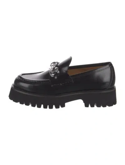 Pre-owned Gucci Horsebit Accent Leather Loafers W/ Tags In Black
