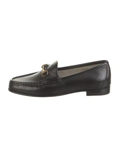 Pre-owned Gucci Horsebit Accent Leather Loafers W/ Tags In Black