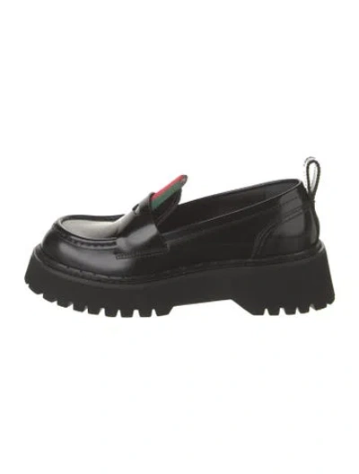 Pre-owned Gucci Horsebit Accent Leather Loafers W/ Tags In Black