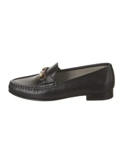 Pre-owned Gucci Horsebit Accent Leather Loafers W/ Tags In Black