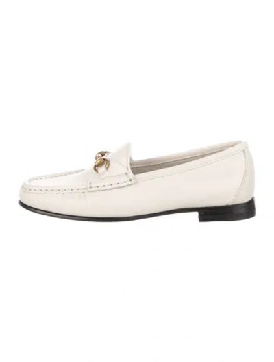 Pre-owned Gucci Horsebit Accent Leather Loafers W/ Tags In Neutrals