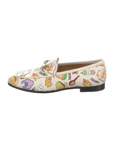 Pre-owned Gucci Horsebit Accent Leather Loafers W/ Tags In Neutrals