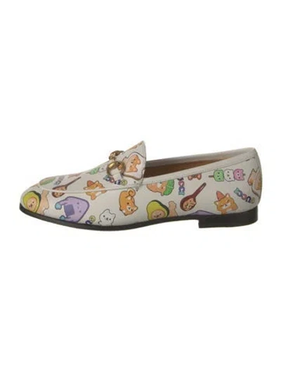 Pre-owned Gucci Horsebit Accent Leather Loafers W/ Tags In Neutrals