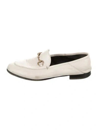 Pre-owned Gucci Horsebit Accent Leather Loafers In White