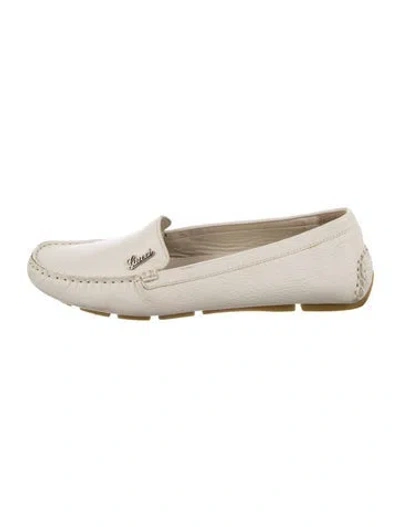 Pre-owned Gucci Horsebit Accent Leather Loafers In White