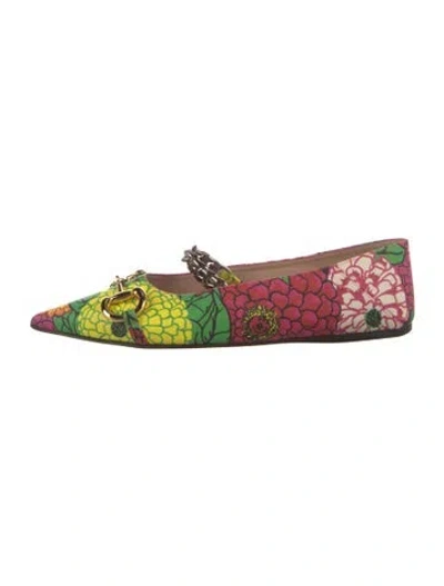 Pre-owned Gucci Horsebit Accent Leather Mary Jane Flats In Multi