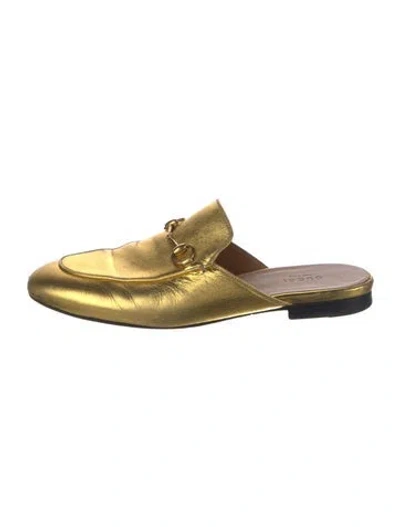 Pre-owned Gucci Horsebit Accent Leather Mules