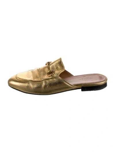 Pre-owned Gucci Horsebit Accent Leather Mules