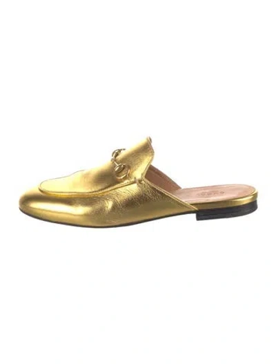 Pre-owned Gucci Horsebit Accent Leather Mules