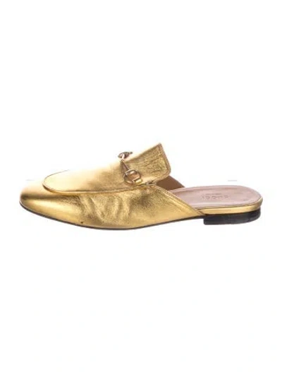 Pre-owned Gucci Horsebit Accent Leather Mules