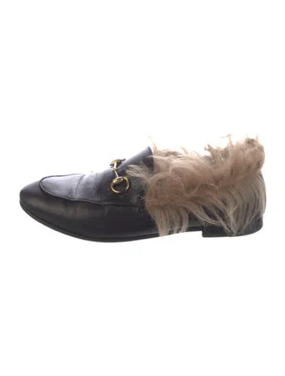 Pre-owned Gucci Horsebit Accent Leather Mules In Black