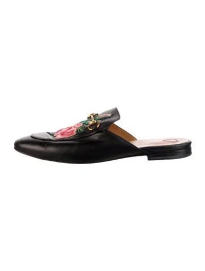 Pre-owned Gucci Horsebit Accent Leather Mules In Black