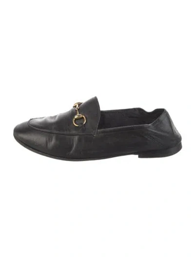 Pre-owned Gucci Horsebit Accent Leather Mules In Black