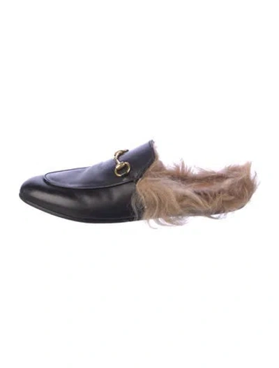 Pre-owned Gucci Horsebit Accent Leather Mules In Black