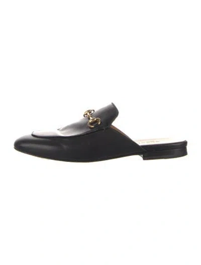 Pre-owned Gucci Horsebit Accent Leather Mules In Black