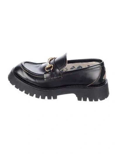 Pre-owned Gucci Horsebit Accent Leather Mules In Black