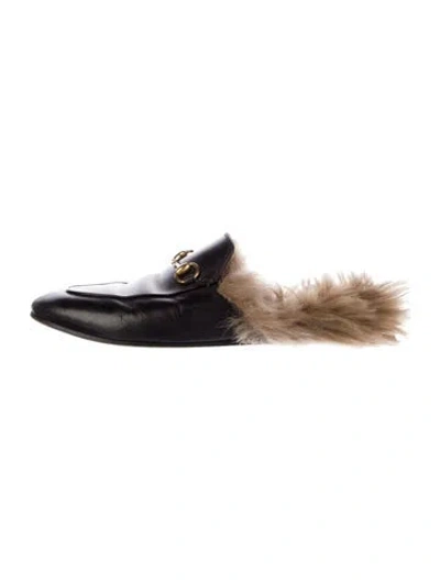 Pre-owned Gucci Horsebit Accent Leather Mules In Black