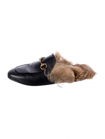 Pre-owned Gucci Horsebit Accent Leather Mules In Black