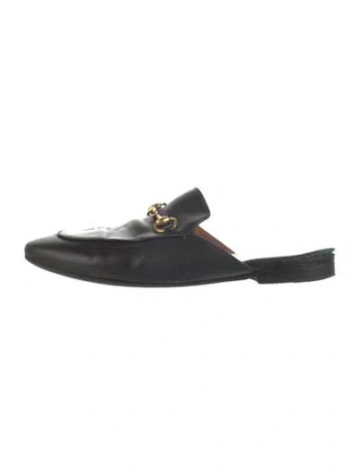Pre-owned Gucci Horsebit Accent Leather Mules In Black