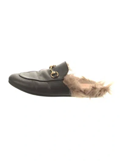 Pre-owned Gucci Horsebit Accent Leather Mules In Black