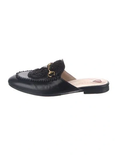 Pre-owned Gucci Horsebit Accent Leather Mules In Black