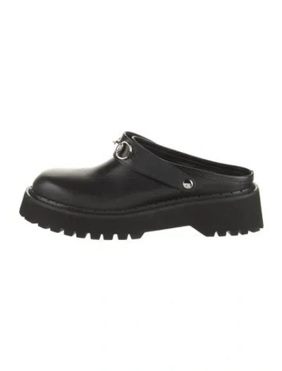 Pre-owned Gucci Horsebit Accent Leather Mules In Black