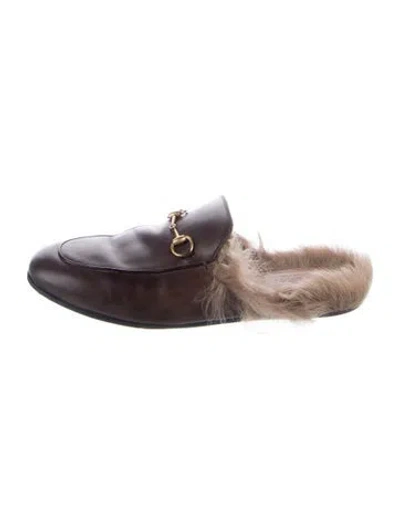 Pre-owned Gucci Horsebit Accent Leather Mules In Black