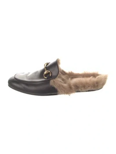 Pre-owned Gucci Horsebit Accent Leather Mules In Black