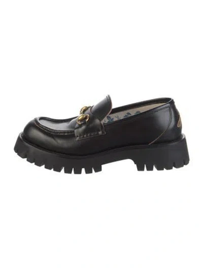 Pre-owned Gucci Horsebit Accent Leather Mules In Black