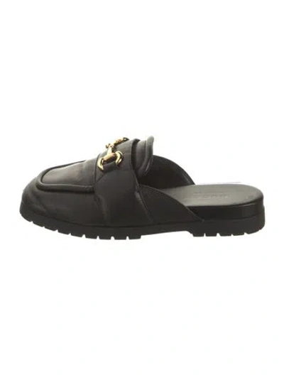 Pre-owned Gucci Horsebit Accent Leather Mules In Black