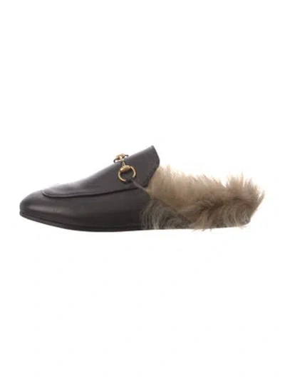 Pre-owned Gucci Horsebit Accent Leather Mules In Black