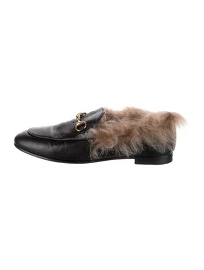 Pre-owned Gucci Horsebit Accent Leather Mules In Black