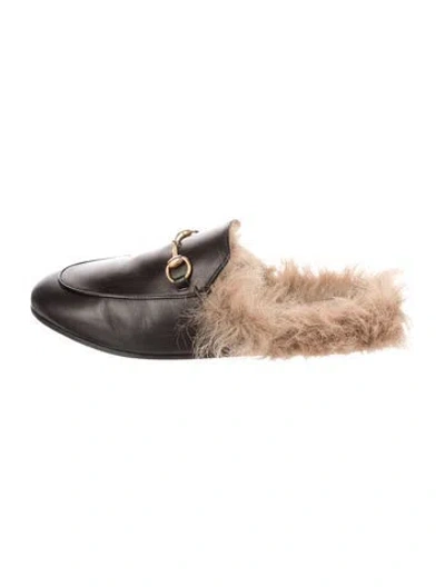 Pre-owned Gucci Horsebit Accent Leather Mules In Black