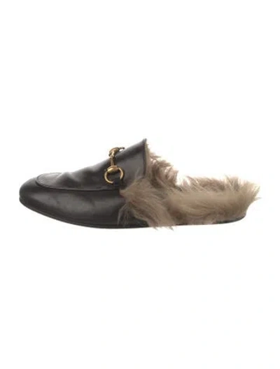 Pre-owned Gucci Horsebit Accent Leather Mules In Black