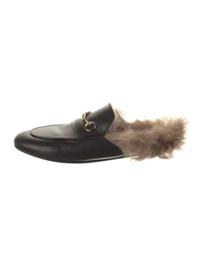 Pre-owned Gucci Horsebit Accent Leather Mules In Black
