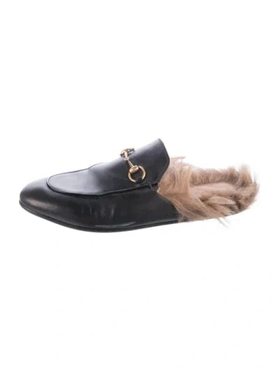 Pre-owned Gucci Horsebit Accent Leather Mules In Black